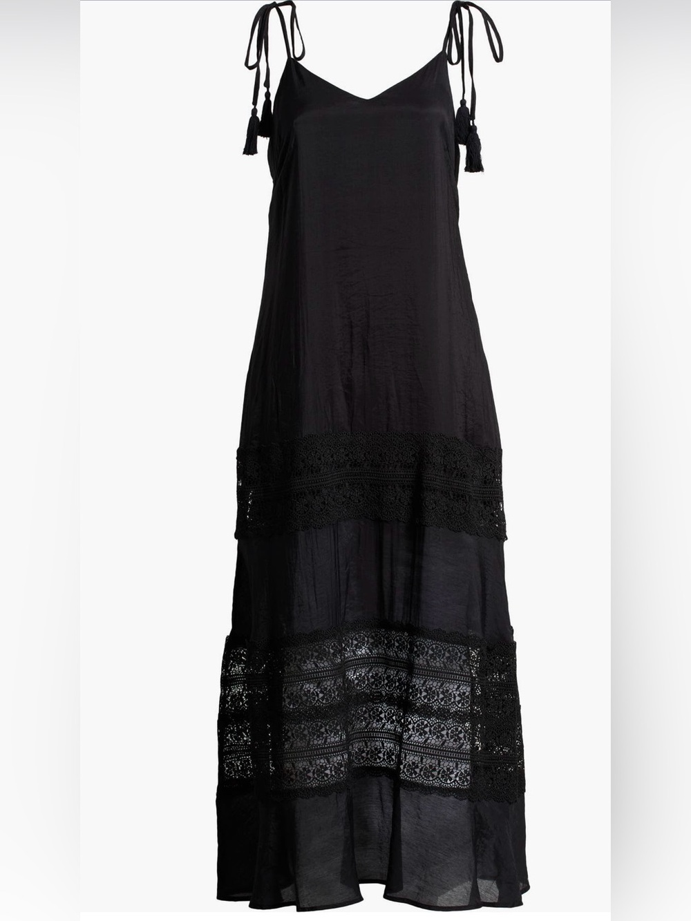 33. Elan $74 (current) Black Lace-Trim Cover up Maxi Dress - Picture 4 of 4